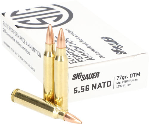 Sig Sauer 5.56x45mm NATO Marksman 77 grain Open Tip Match ammunition