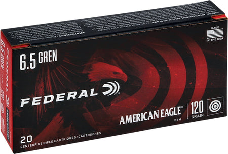 Federal 6.5mm Grendel American Eagle Open Tip Match 123 grain Jacketed Hollow Point ammunition