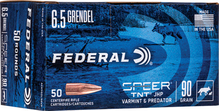 Federal 6.5mm Grendel American Eagle Varmint & Predator 90 grain Jacketed Hollow Point ammunition