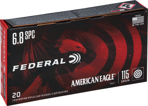 American Eagle  Full Metal Jacket 115 Grain 6.8 Remington SPC 2675 fps 029465064051