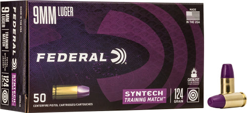 Federal Syntech LEAD-FREE Training Match Total Syntech Jacket Flat Nose 124 Grain 9mm Luger/Parabellum 1150 fps 604544650075
