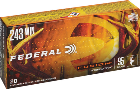 Federal Boat Tail Fusion Soft Point 95 Grain .243 Winchester 2980 fps 029465097851