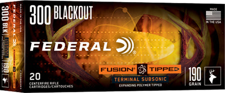 Federal .300 AAC Blackout Fusion Tipped 190 grain Polymer Tip ammunition