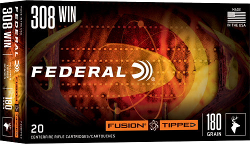 Federal .308 Win / 7.62x51mm Fusion Tipped 180 grain Polymer Tip ammunition