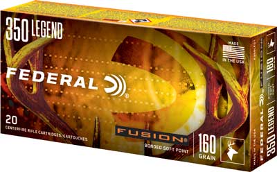 Federal .350 Legend Fusion 160 grain Bonded Soft Point ammunition