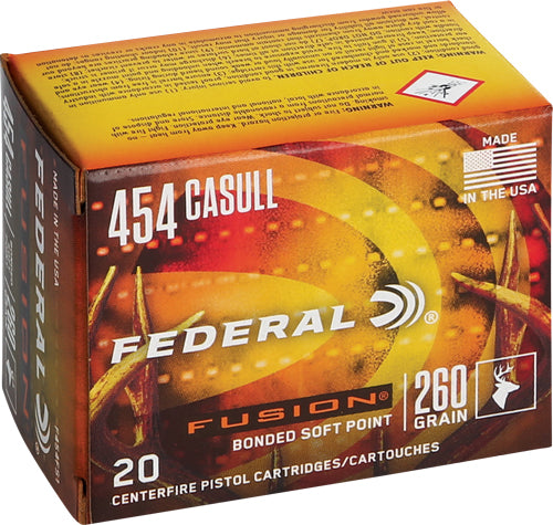 Federal .454 Casull Fusion 260 grain Bonded Soft Point ammunition