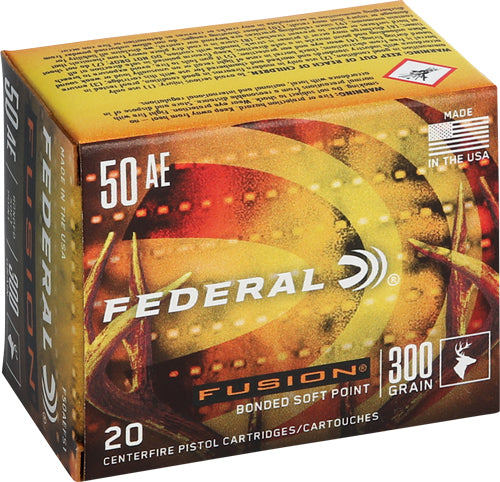 Federal .50 AE Fusion 300 grain Bonded Soft Point ammunition