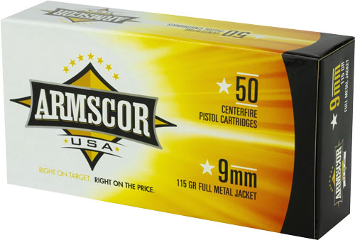Armscor Competition Full Metal Jacket 115 Grain 9mm Luger/Parabellum 1097 fps 812285022529