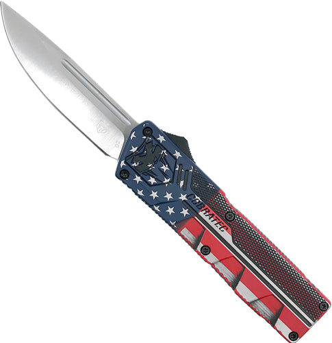 CobraTec Lightweight OTF 3.25-Inch Drop Point American Flag CRKTE Knife