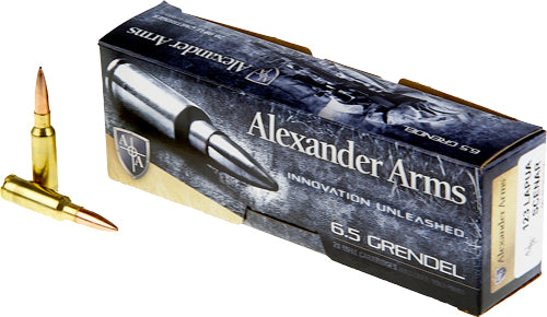 Alexander Arms 6.5mm Grendel Lapua Scenar 123 grain Boat Tail Open Tip Match ammunition