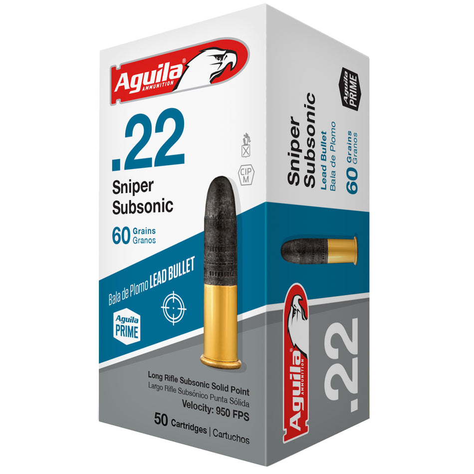 Aguila .22 Long Rifle Sniper Subsonic 60 grain Lead Solid Point ammunition
