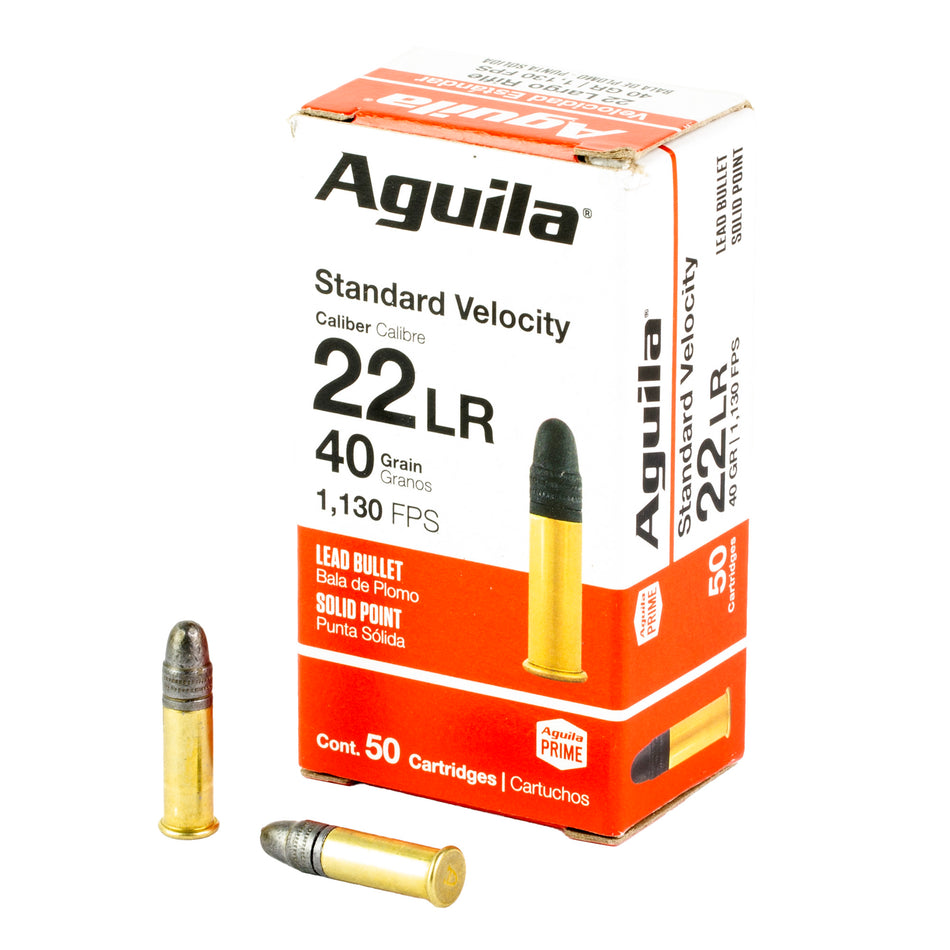 Aguila Standard Velocity Soft Point 40 Grain .22 Long Rifle 1080 FPS. 640420013329