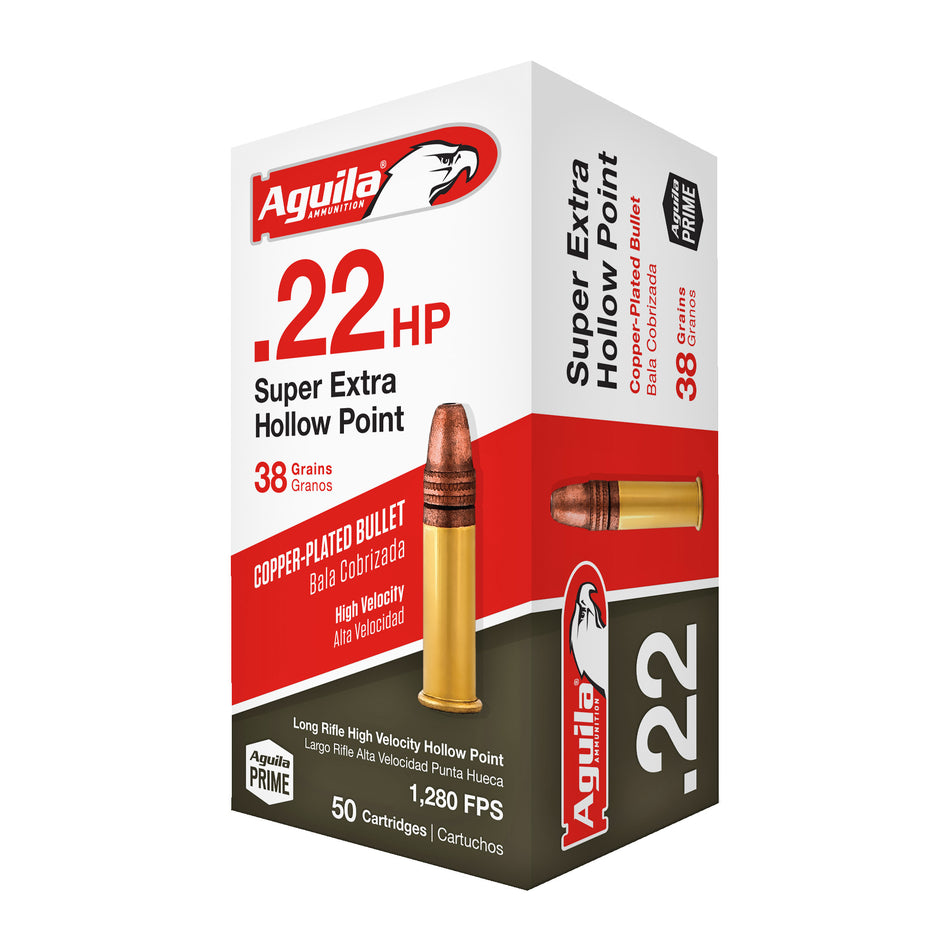 Aguila Super Extra High Velocity LEAD HOLLOW POINT 38 Grain .22 Long Rifle 1280 FPS. 640420013305