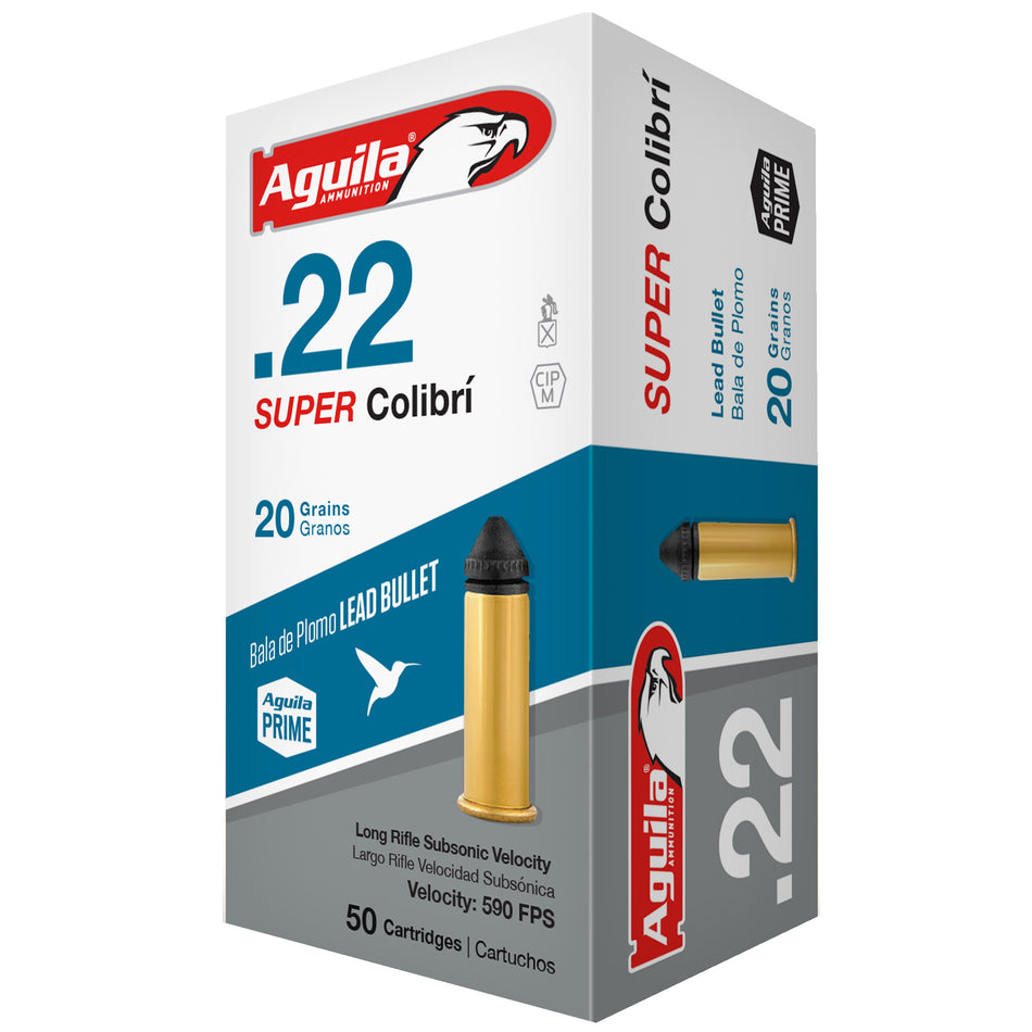 Aguila .22 Long Rifle Super Colibri 20 grain Subsonic Lead Round Nose ammunition