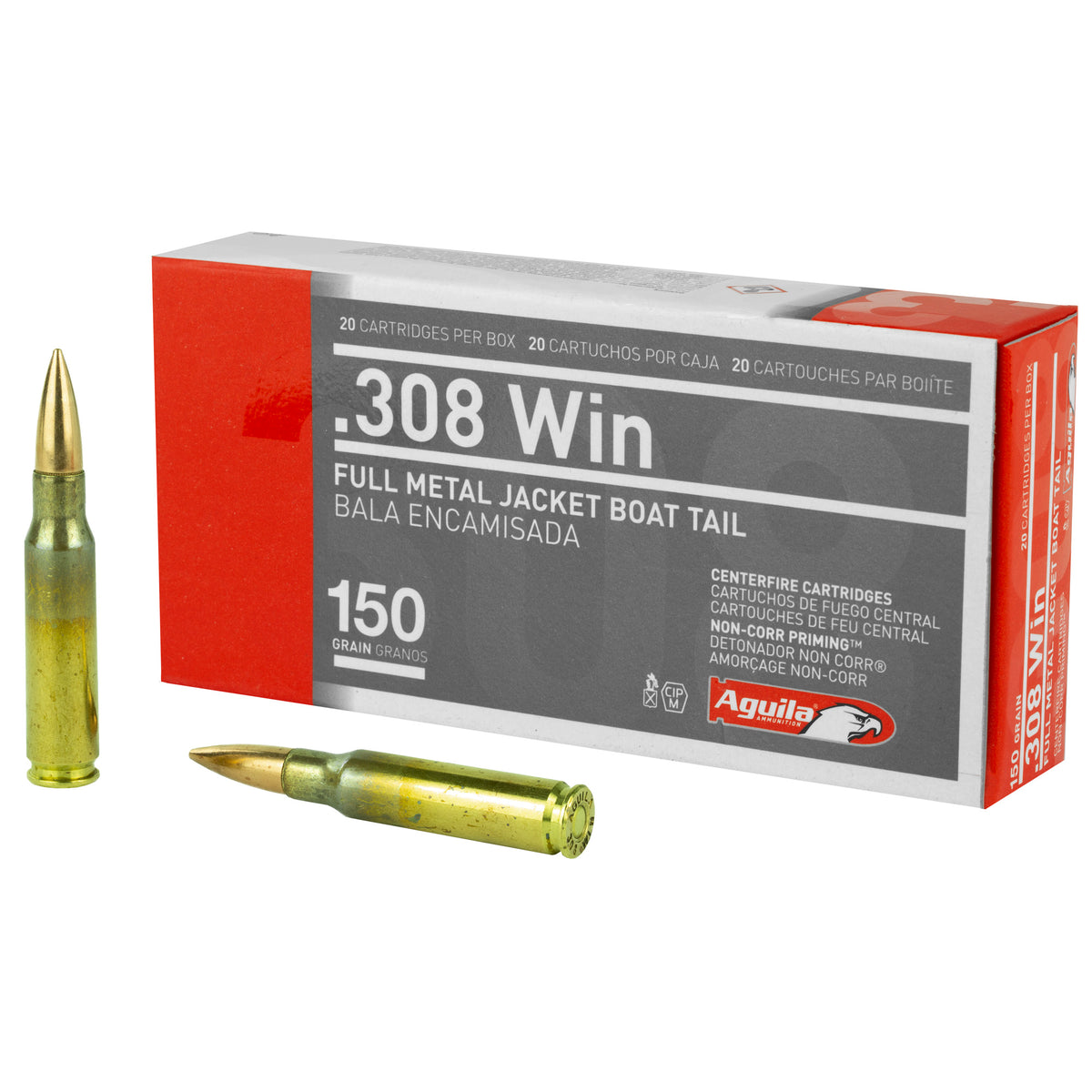 Aguila .308 Win / 7.62x51mm Target & Range 150 grain Full Metal Jacket Boat Tail ammunition