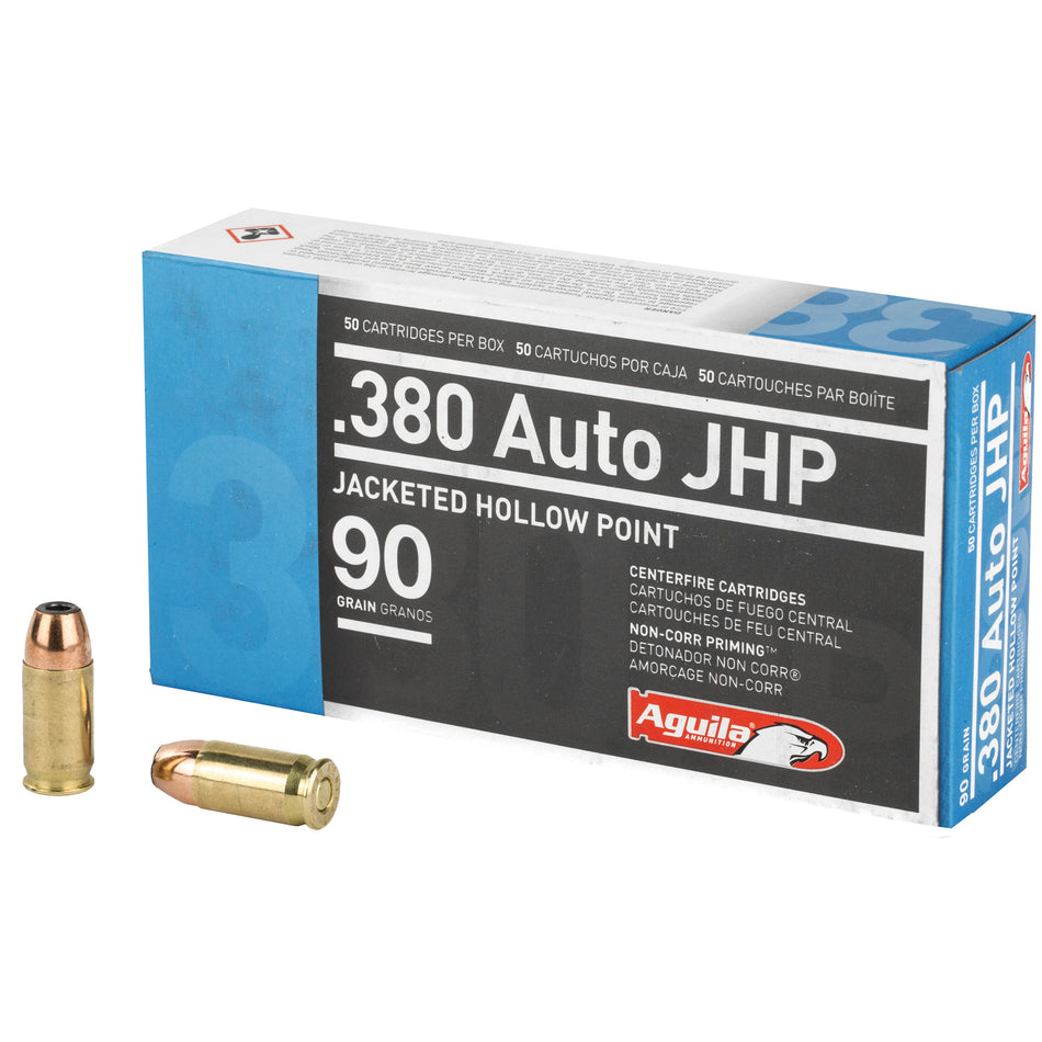 Aguila .380 ACP/Auto  90 grain Jacketed Hollow Point ammunition