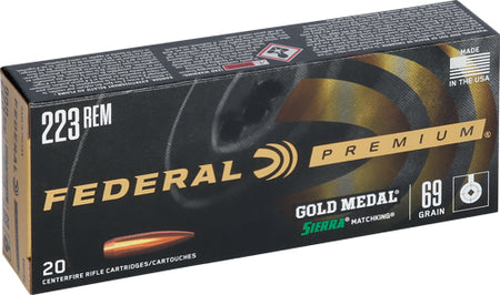 Federal Premium Gold Medal Sierra MatchKing Boat Tail Hollow Point 69 Grain .223 Remington 2950 fps 029465089320