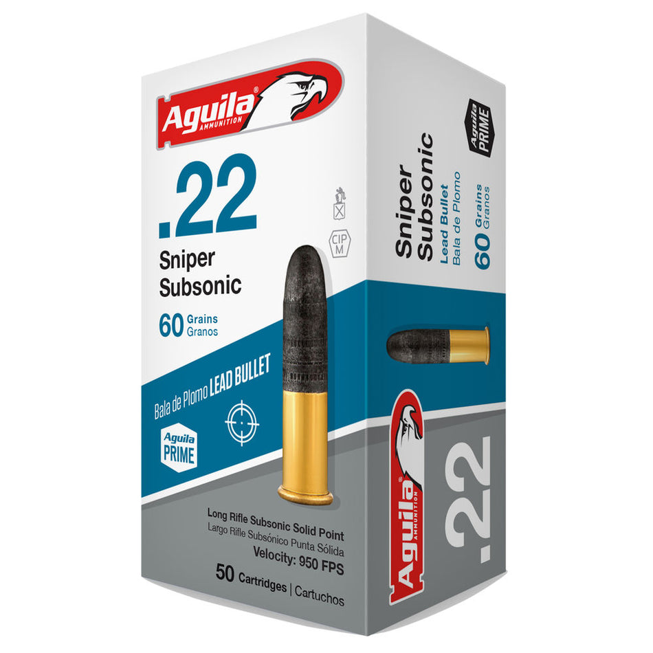 Aguila .22 Long Rifle Sniper Subsonic 60 grain Lead Solid Point ammunition
