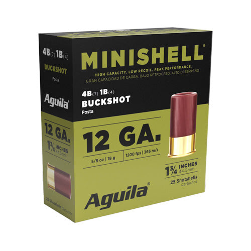 Aguila 1CHB1385 Minishell Buckshot 12 Gauge 1.75" 5/8oz 4B (7P)/1B (4P) Shot 1200 fps 640420017013