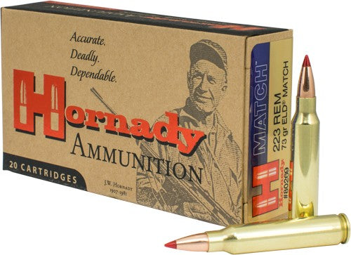 Hornady ELD Match Extremely Low Drag-Match 73 Grain .223 Remington 2790 fps 090255802696