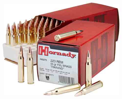 Hornady Custom Full Metal Jacket Boat Tail 55 Grain .223 Remington 3240 fps 090255802757