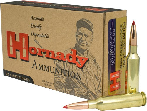 Hornady ELD Match Extremely Low Drag-Match 108 Grain 6mm Creedmoor 2960 fps 090255813913