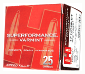 Hornady .17 Hornet Superformance Varmint 20 grain Hornady V-Max ammunition