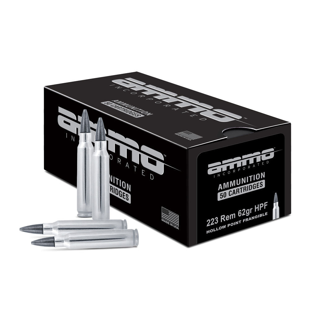 Ammo Inc .223 Remington Shield 62 grain Hollow Point Frangible ammunition