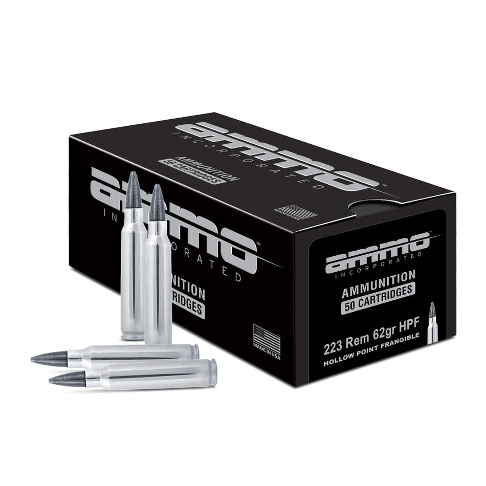 Ammo Inc .223 Remington Shield 62 grain Hollow Point Frangible ammunition