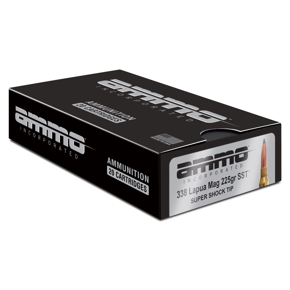 Ammo Inc .338 Lapua Magnum Hunt 225 grain Super Shock Tip ammunition
