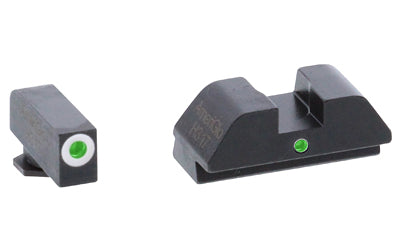 AmeriGlo I-Dot Glock 42/43 Night Sight Set, Dot-Over-Dot Green Tritium Front & Rear, Square Notch