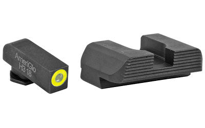 AmeriGlo Protector Glock 42/43 Tritium Night Sight Set, Green LumiLime Round Outline Front, Black Rear