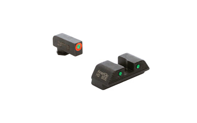 AmeriGlo Trooper WA-816 Night Sight, Fits Walther PDP, ProGlo Front Green/Orange, Serrated Square Notch Green Rear