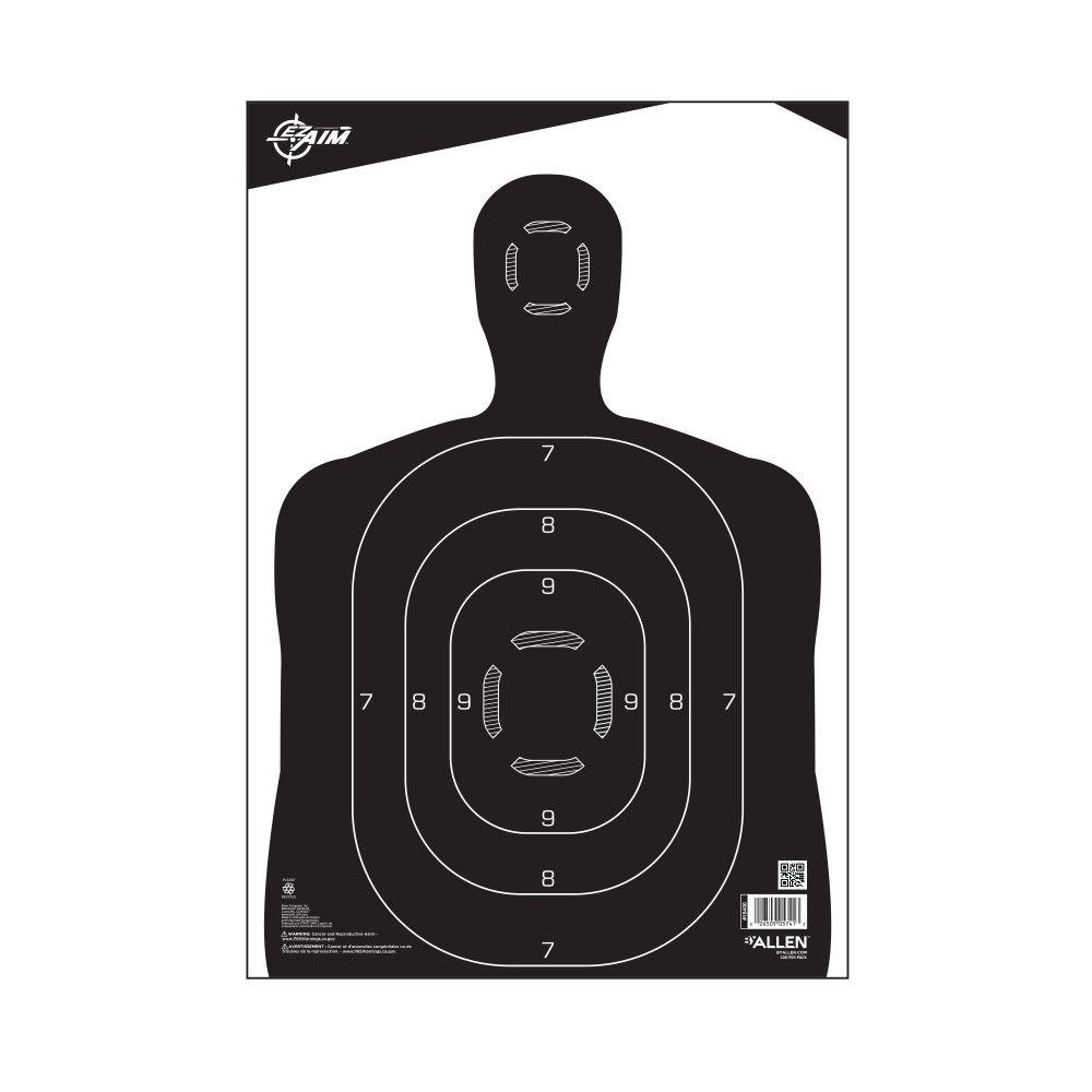 Allen EZ-Aim 100-Count Black Silhouette Paper Shooting Targets 12x18 Inch