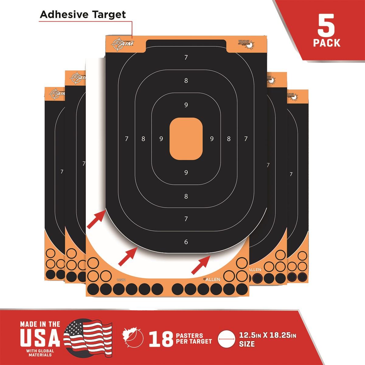 Allen EZ Aim Splash 12x18" Adhesive Handgun Target Orange and Black Pack of 5