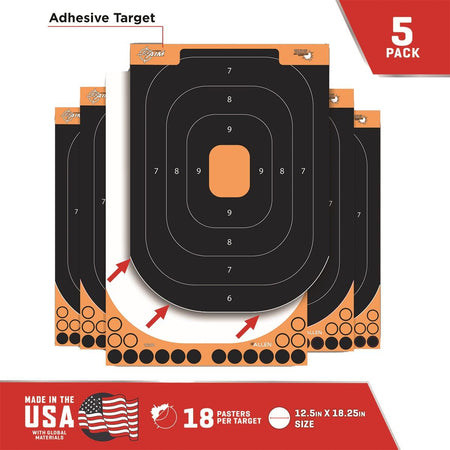 Allen EZ Aim Splash 12x18" Adhesive Handgun Target Orange and Black Pack of 5