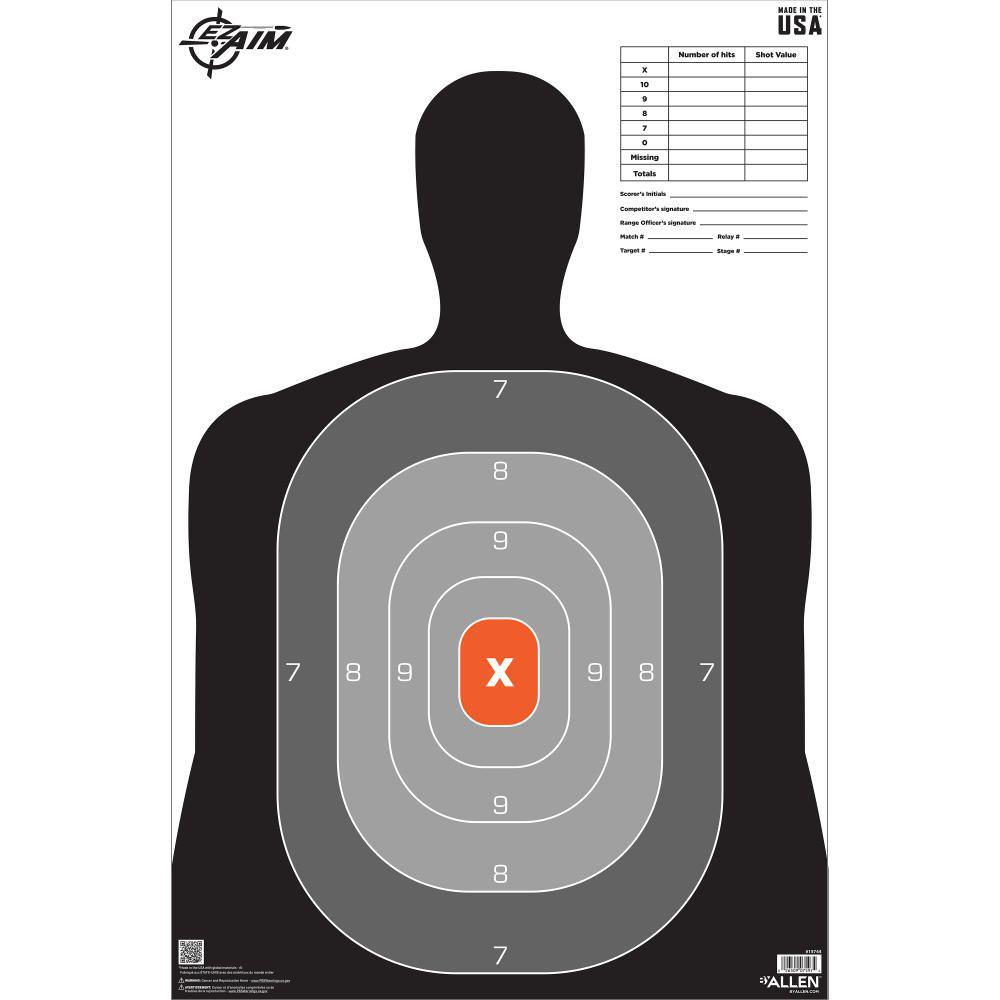 Allen EZ Aim B27 Pro Paper Silhouette Target 23 x 35 Inch 50/ct
