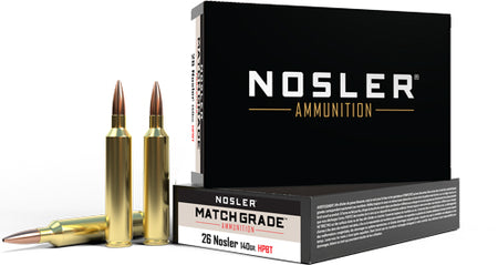 Nosler Match Grade Custom Competition Hollow Point Boat Tail 140 Grain .26 Nosler 3200 fps 054041512886