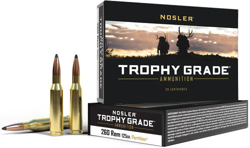 Nosler Trophy Grade Nosler Spitzer Partition 125 Grain .260 Remington 2800 fps 054041600187