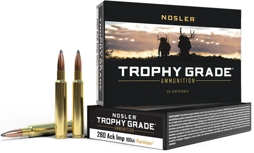 Nosler Trophy Grade Nosler Spitzer Partition 160 Grain .280 Ackley 2950 fps 054041600446