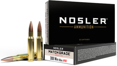 Nosler Match Grade Custom Competition Hollow Point Boat Tail 155 Grain .308 Win / 7.62x51mm 2850 fps 054041600521