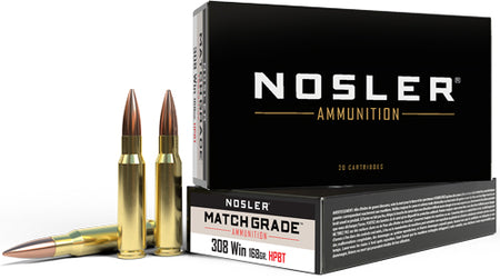 Nosler Match Custom Competition Jacketed Hollow Point 168 Grain .308 Win / 7.62x51mm  054041600545