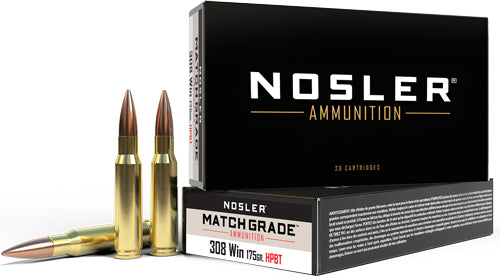 Nosler Match Grade Custom Competition Hollow Point Boat Tail 175 Grain .308 Win / 7.62x51mm 2600 fps 054041600729