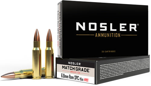 Nosler 6.8 Remington SPC Custom Competition Match Grade 115 grain Jacketed Hollow Point ammunition