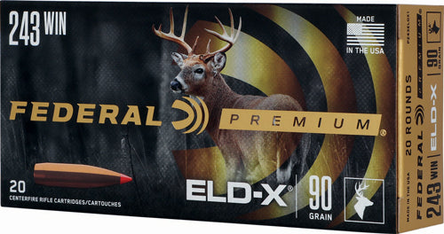 Federal Premium ELD-X Extremely Low Drag-eXpanding 90 Grain .243 Winchester 3150 fps 604544689808