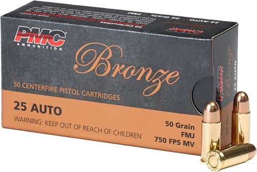 PMC Bronze Full Metal Jacket 50 Grain .25 ACP 750 fps 741569070027