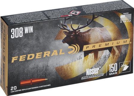 Federal Premium Nosler Partition 150 Grain .308 Win / 7.62x51mm 2840 fps 029465096786