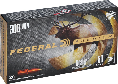 Federal Premium Nosler Partition 150 Grain .308 Win / 7.62x51mm 2840 fps 029465096786