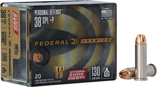 Federal Premium Personal Defense Hydra-Shok Deep Hollow Point 130 Grain .38 Special 900 fps 604544672794