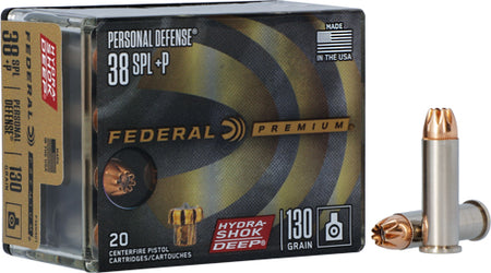 Federal Premium Personal Defense Hydra-Shok Deep Hollow Point 130 Grain .38 Special 900 fps 604544672794